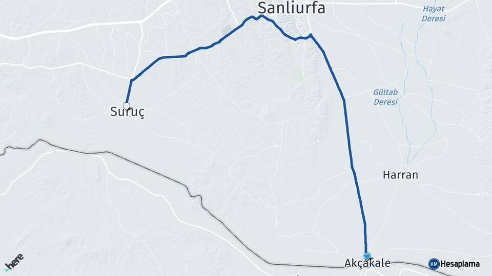 Şanlıurfa Akçakale Suruç Arası Kaç Km - Yol Haritası