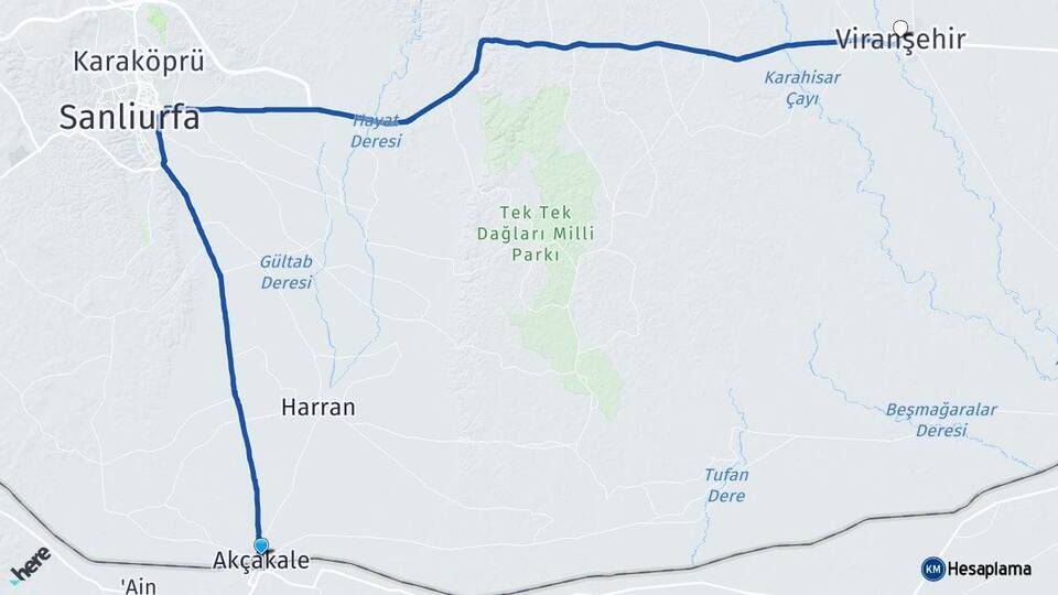 Şanlıurfa Akçakale Viranşehir Arası Kaç Km - Yol Haritası
