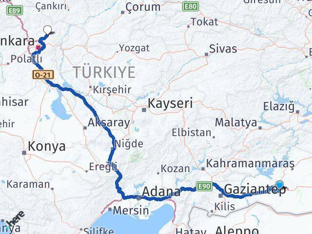 Şanlıurfa Akyurt Ankara Arası Kaç Km - Yol Haritası