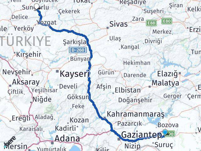 Şanlıurfa Alaca Çorum Arası Kaç Km - Yol Haritası