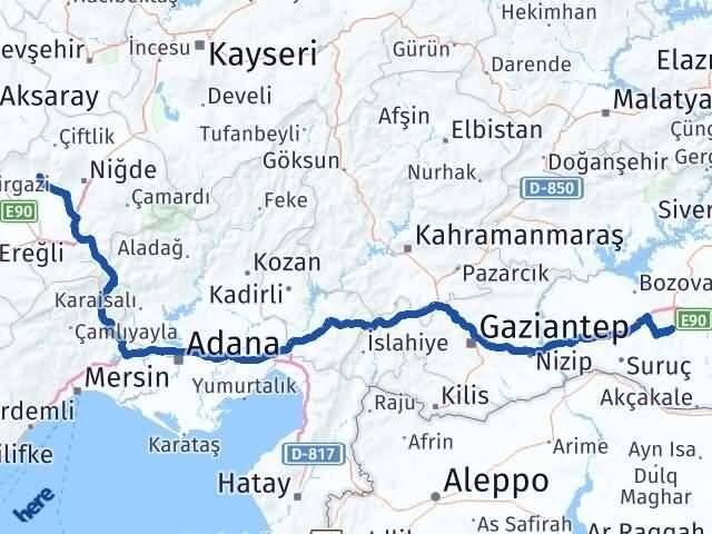 Şanlıurfa Altunhisar Niğde Arası Kaç Km - Yol Haritası