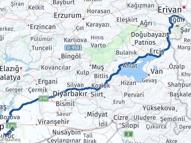 Şanlıurfa Aralık Iğdır Arası Kaç Km - Yol Haritası