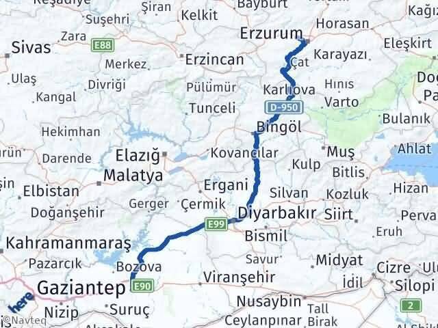 Şanlıurfa Aziziye Erzurum Arası Kaç Km - Yol Haritası