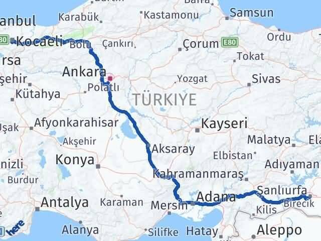 Şanlıurfa Başiskele Kocaeli Arası Kaç Km - Yol Haritası