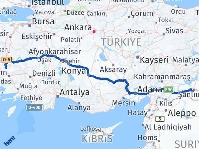 Şanlıurfa Bayındır İzmir Arası Kaç Km - Yol Haritası