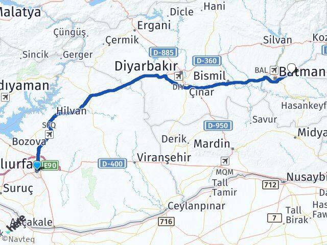 Şanlıurfa Beşiri Batman Arası Kaç Km - Yol Haritası