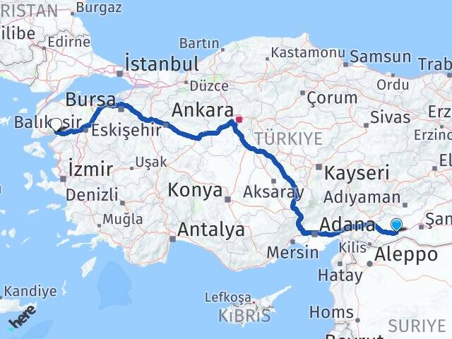 Şanlıurfa Birecik Akçay Edremit Balıkesir Arası Kaç Km - Yol Haritası