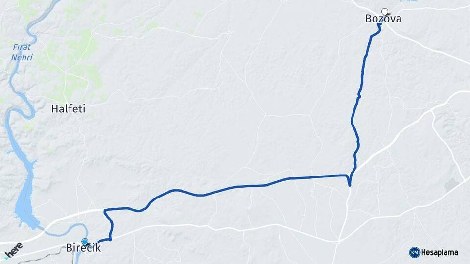 Şanlıurfa Birecik Bozova Arası Kaç Km - Yol Haritası