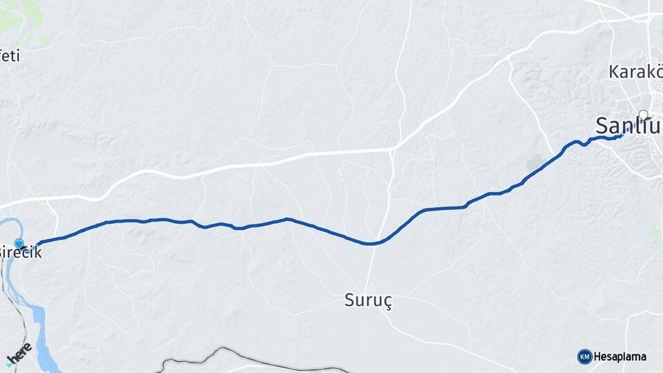 Şanlıurfa Birecik Haliliye Arası Kaç Km - Yol Haritası