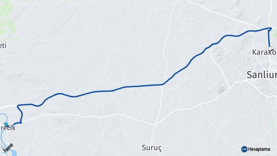 Şanlıurfa Birecik Karaköprü Arası Kaç Km - Yol Haritası