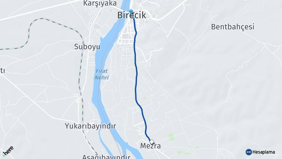 Şanlıurfa Birecik Mezra Birecik Arası Kaç Km - Yol Haritası