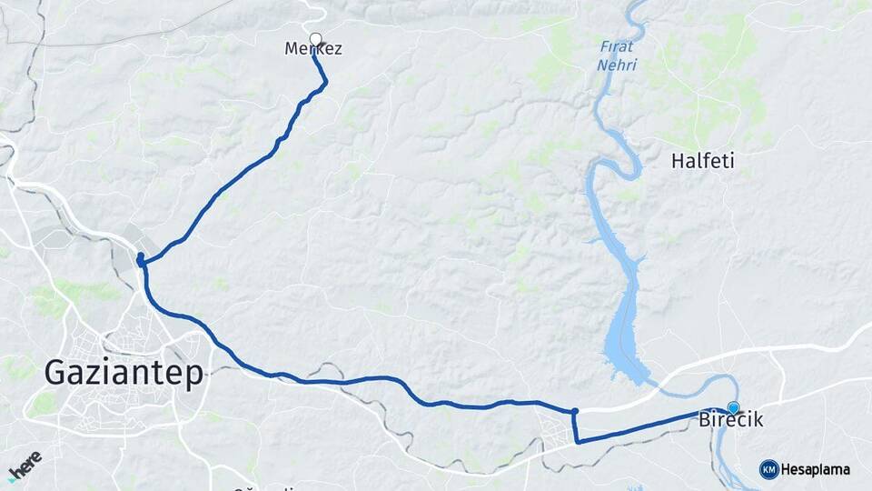 Şanlıurfa Birecik Yavuzeli Gaziantep Arası Kaç Km - Yol Haritası