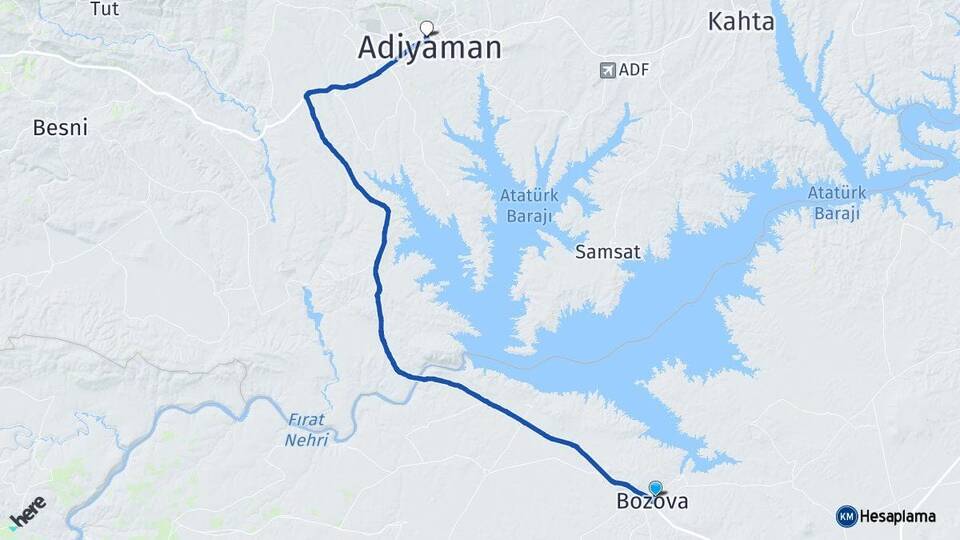 Şanlıurfa Bozova Adıyaman Arası Kaç Km - Yol Haritası