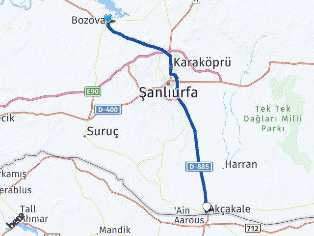 Şanlıurfa Bozova Akçakale Arası Kaç Km - Yol Haritası