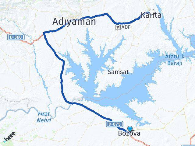 Şanlıurfa Bozova Kahta Adıyaman Arası Kaç Km - Yol Haritası