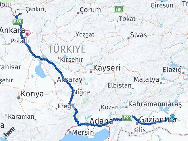 Şanlıurfa Çamlıdere Ankara Arası Kaç Km - Yol Haritası