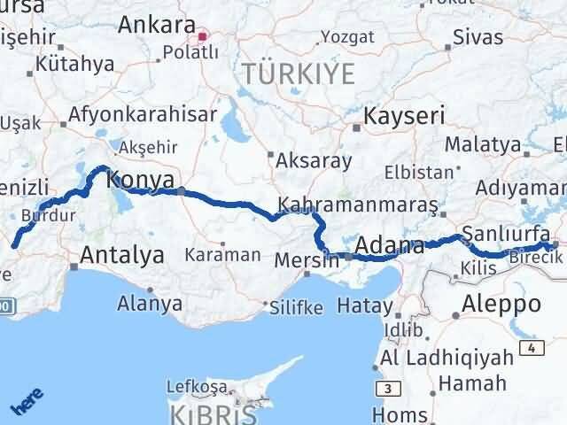 Şanlıurfa Çavdır Burdur Arası Kaç Km - Yol Haritası