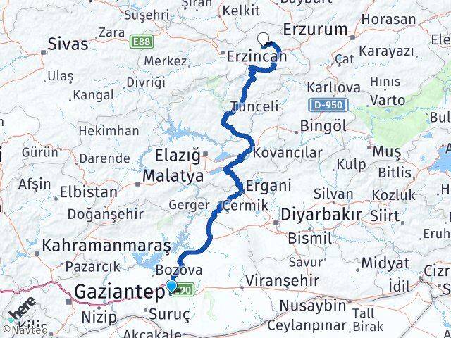 Şanlıurfa Çayırlı Erzincan Arası Kaç Km - Yol Haritası