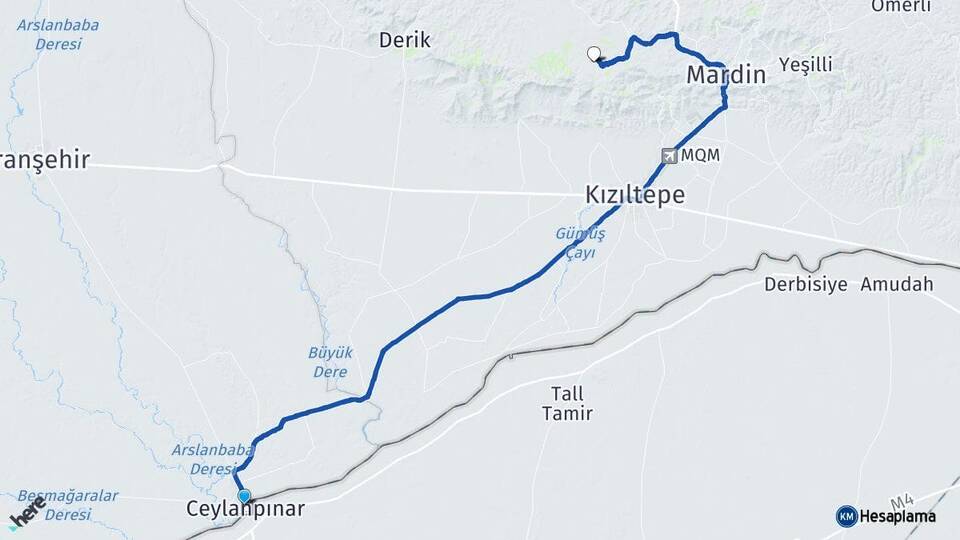 Şanlıurfa Ceylanpınar Artuklu Mardin Arası Kaç Km - Yol Haritası