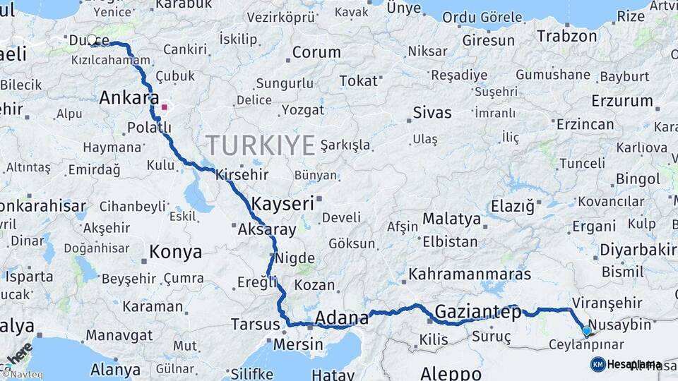Şanlıurfa Ceylanpınar Bolu Arası Kaç Km - Yol Haritası