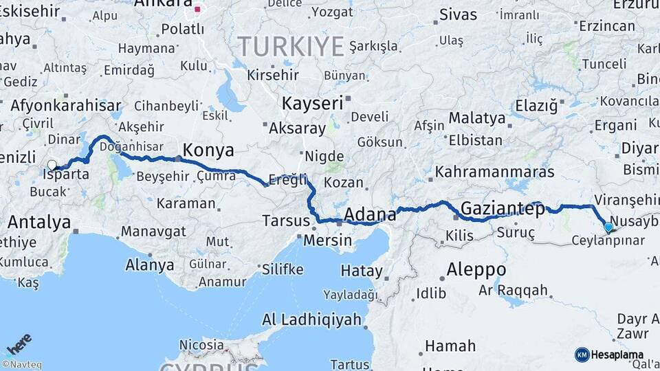 Şanlıurfa Ceylanpınar Burdur Arası Kaç Km - Yol Haritası