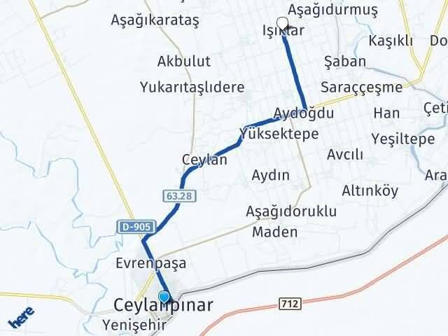 Şanlıurfa Ceylanpınar Işıklar Ceylanpınar Arası Kaç Km - Yol Haritası