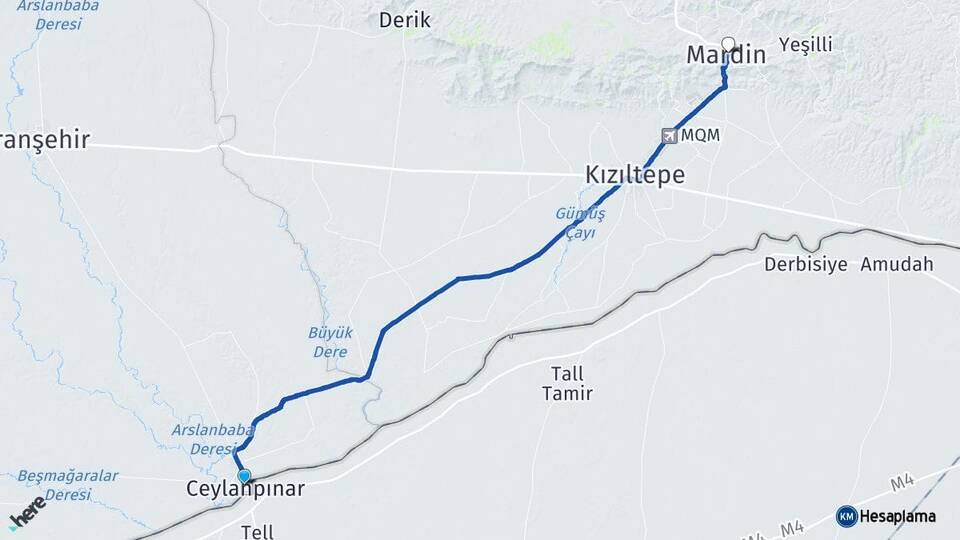Şanlıurfa Ceylanpınar Mardin Arası Kaç Km - Yol Haritası