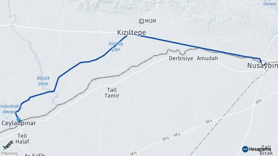 Şanlıurfa Ceylanpınar Nusaybin Mardin Arası Kaç Km - Yol Haritası
