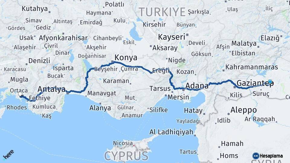 Şanlıurfa Dalaman Muğla Arası Kaç Km - Yol Haritası