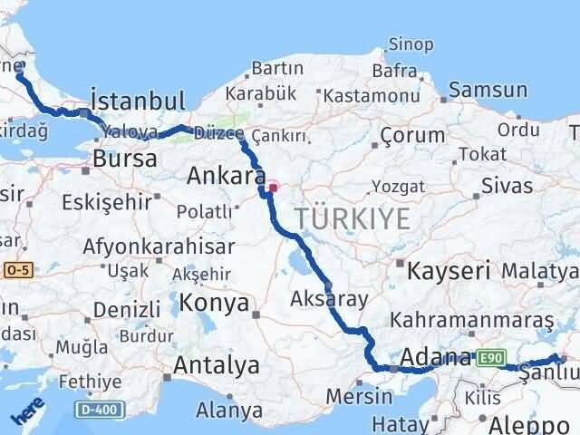 Şanlıurfa Demirköy Kırklareli Arası Kaç Km - Yol Haritası