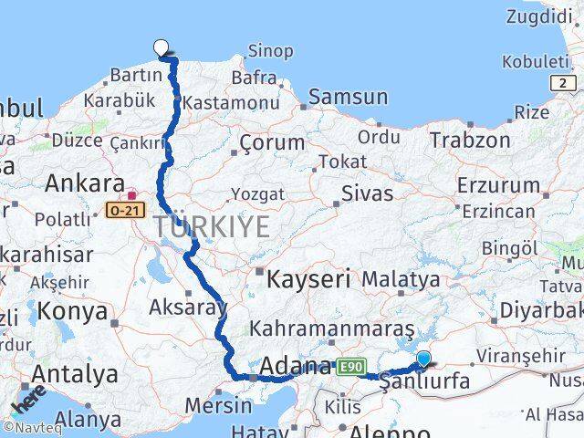 Şanlıurfa Doğanyurt Kastamonu Arası Kaç Km - Yol Haritası