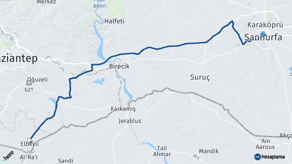 Şanlıurfa Elbeyli Kilis Arası Kaç Km - Yol Haritası