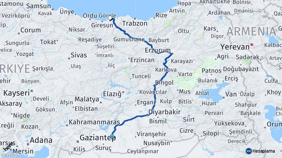 Şanlıurfa Espiye Giresun Arası Kaç Km - Yol Haritası