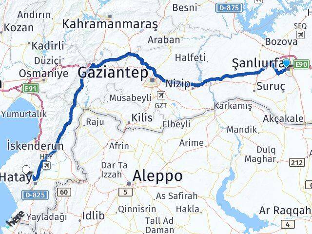 Şanlıurfa Eyyübiye Antakya Hatay Arası Kaç Km - Yol Haritası