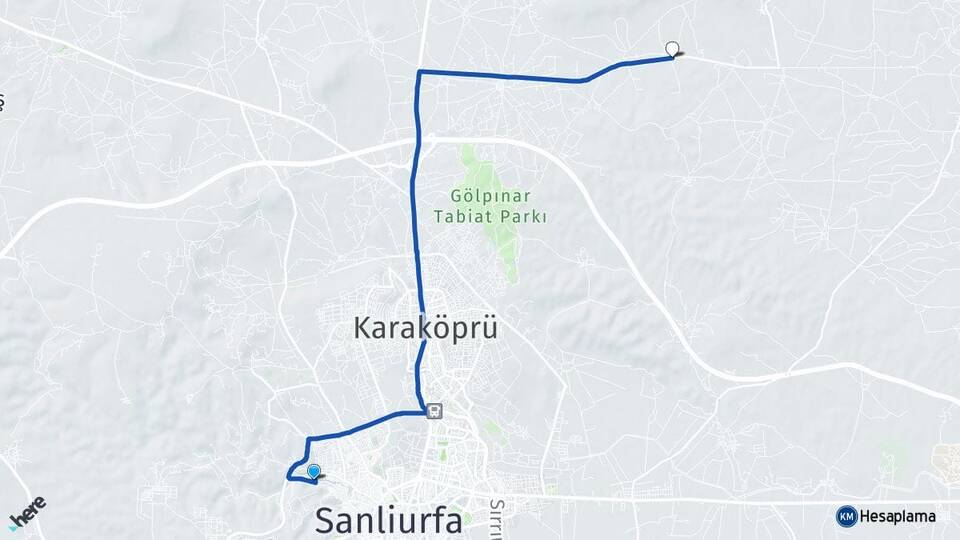 Şanlıurfa Eyyübiye Aşağı İçkara Haliliye Arası Kaç Km - Yol Haritası