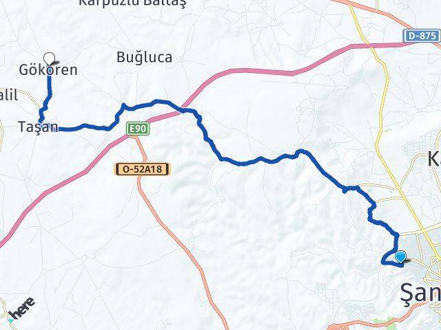 Şanlıurfa Eyyübiye Gökören Bozova Arası Kaç Km - Yol Haritası