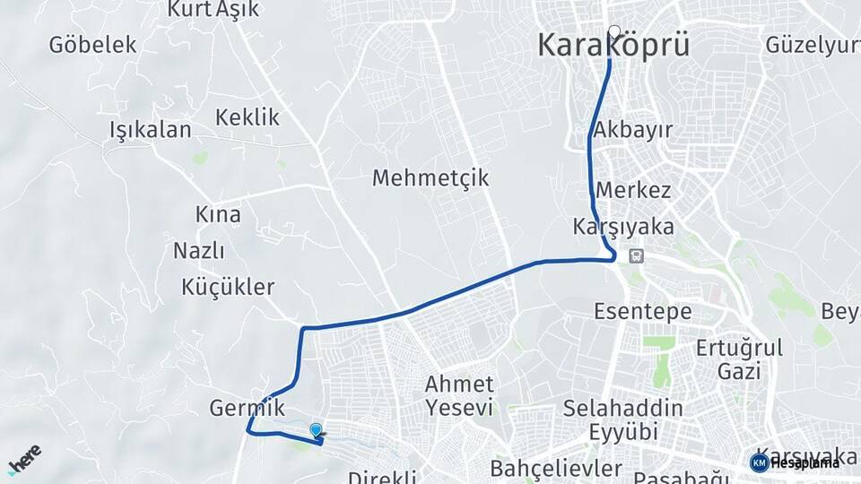 Şanlıurfa Eyyübiye Karaköprü Arası Kaç Km - Yol Haritası