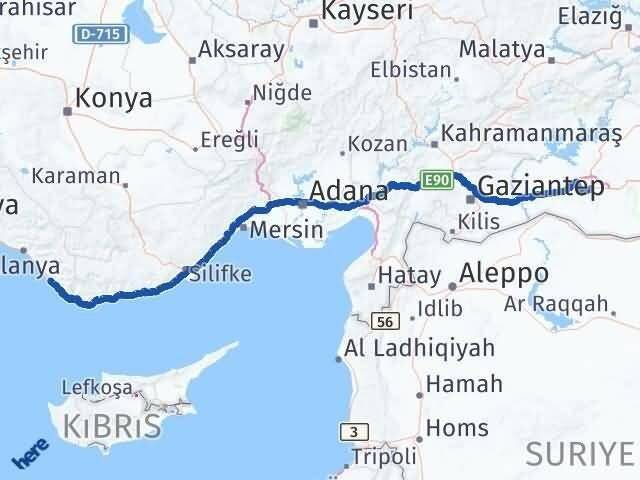 Şanlıurfa Gazipaşa Antalya Arası Kaç Km - Yol Haritası