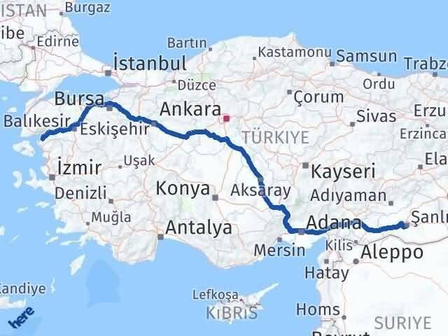 Şanlıurfa Gömeç Balıkesir Arası Kaç Km - Yol Haritası