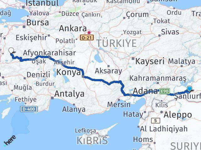 Şanlıurfa Gördes Manisa Arası Kaç Km - Yol Haritası