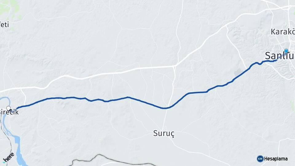 Şanlıurfa Haliliye Birecik Arası Kaç Km - Yol Haritası