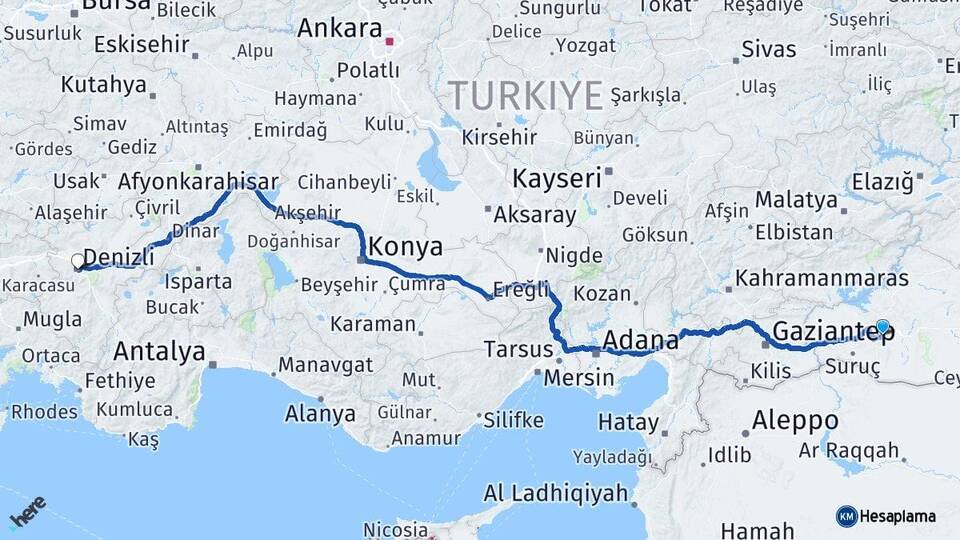 Şanlıurfa Haliliye Denizli Arası Kaç Km - Yol Haritası