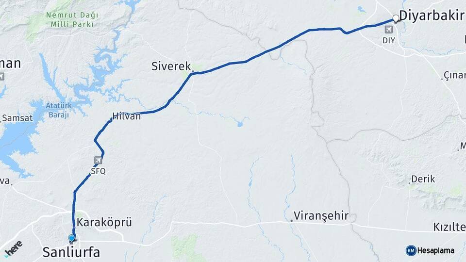 Şanlıurfa Haliliye Diyarbakır Arası Kaç Km - Yol Haritası