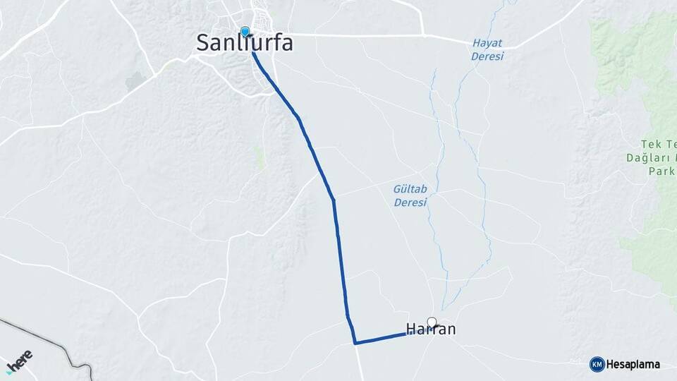Şanlıurfa Haliliye Harran Arası Kaç Km - Yol Haritası