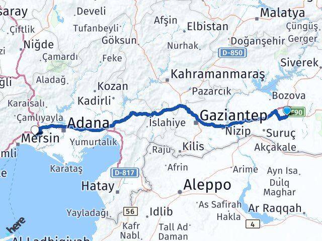 Şanlıurfa Haliliye Tarsus Mersin Arası Kaç Km - Yol Haritası