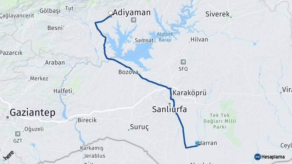Şanlıurfa Harran Adıyaman Arası Kaç Km - Yol Haritası