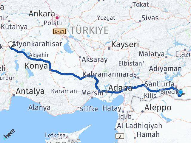 Şanlıurfa Harran Afyonkarahisar Arası Kaç Km - Yol Haritası
