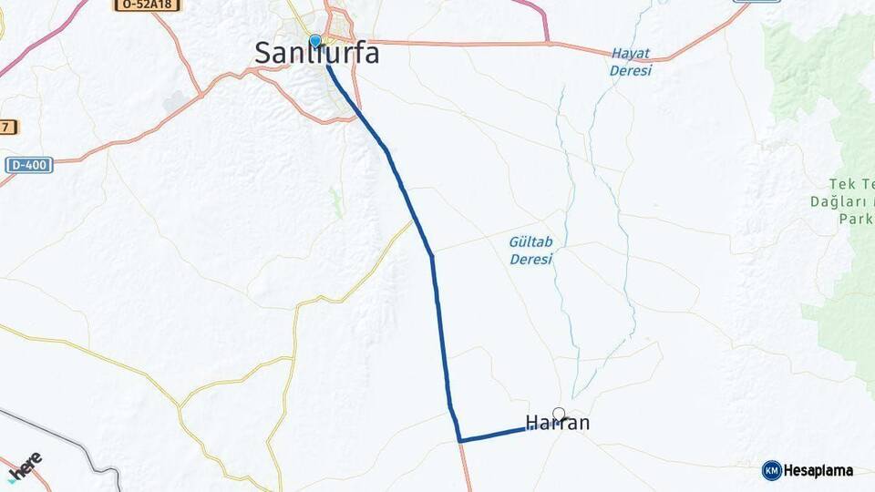 Şanlıurfa Harran Arası Kaç Km - Yol Haritası