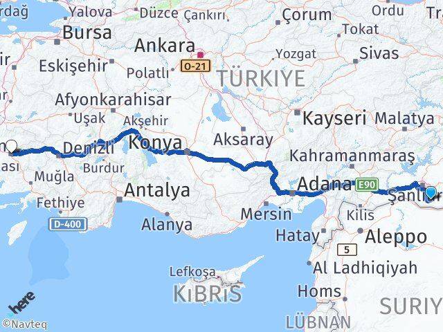 Şanlıurfa Harran Aydın Arası Kaç Km - Yol Haritası