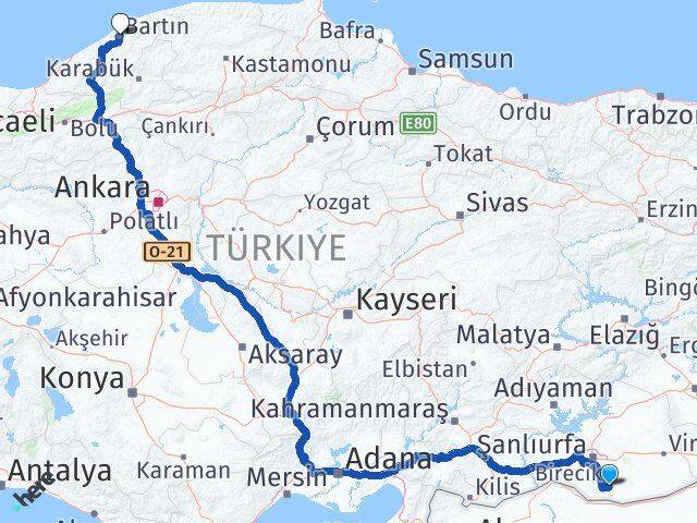 Şanlıurfa Harran Bartın Arası Kaç Km - Yol Haritası